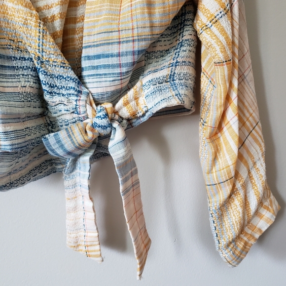 Free People Maldives Stripe Surplice Wrap Top Size Medium Cotton - Picture 5 of 7